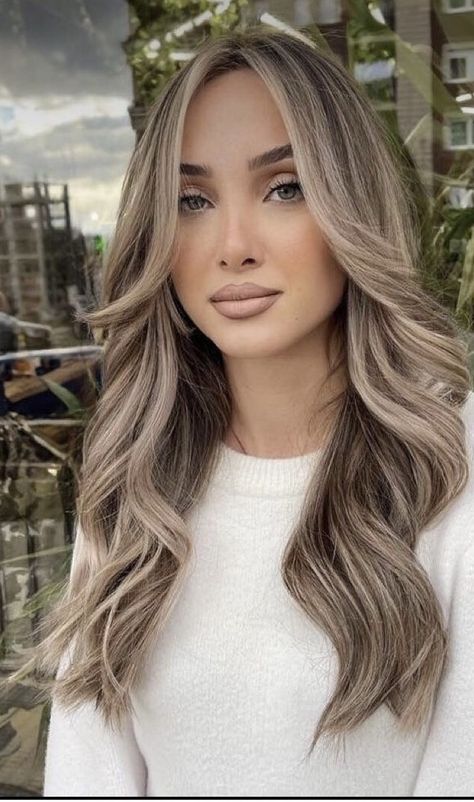 Blonde Hair For Medium Skin Tone, Cool Ash Blonde Hair With Lowlights, Blonde Balayage On Dark Hair Money Piece, Milky Hair Color, Face Framing Balayage Brunettes, From Blonde To Brunette Before And After, Blonde Baylage 2024, Mechas Color Beige, Balayage For Long Hair