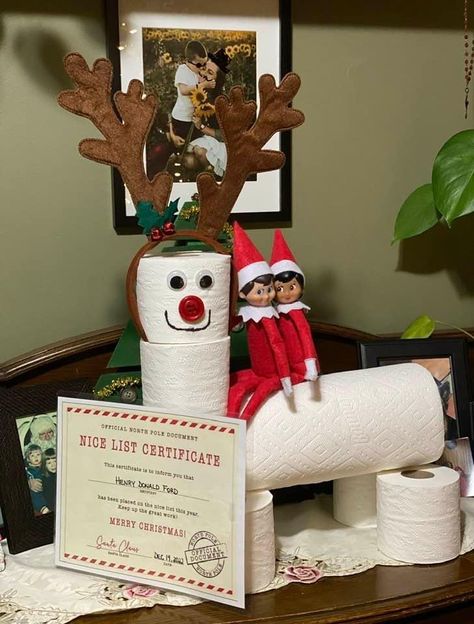 Paper Reindeer, Nice List Certificate, Elf Ideas, My Son, Elf On The Shelf, Toilet Paper, Reindeer, Elf, Merry Christmas