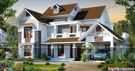 Slope Roof, Kerala Home Design, Single Floor House Design, Sloping Roof, Kerala Home, 2 Storey House Design, Kerala House, Green Homes, Small House Elevation Design