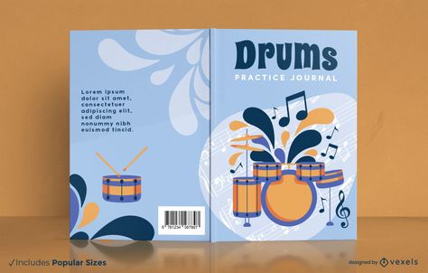 Drums musical instrument book cover design Vector Book Cover, Note Book Design Cover Ideas, Music Book Cover, Book Cover Page Design, Amazing Book Covers, Creative Book Cover Designs, Creative Book Covers, Book Cover Page, Salsa Music