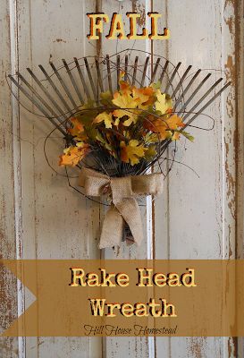 Hill House Homestead: Fall Rake Head Wreath Rake Head, Head Wreath, Fall Door Decorations, Dekor Diy, Fall Front Door, Fall Deco, Diy Fall Wreath, Fall Front, Fall Door