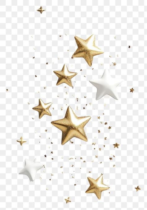 Christmas Star Aesthetic, Christmas Png Aesthetic, Netflix Template, Stars White Background, Happy New Year Aesthetic, Confetti Illustration, Gold Objects, Aesthetic Pngs, Png Star