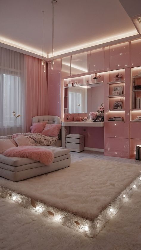 Discover the latest trends and ideas for creating a girly room for teens women and kids From cute and small to simple and aesthetically pleasing incorporate shades of pink purple and blue for a stylish touch Explore the best tips and inspiration for designing a girly room in various shades of pink perfect for teens with a dark aesthetic Girlie Room Aesthetic, Luxury Teen Girl Bedroom, Pink Girly Room Aesthetic, Rich Girl Room, Pink And Blue Room Aesthetic, Girl Cave Ideas, Girly Room Ideas For Teens, Women Bedroom Ideas Grown, Pink And Purple Girls Room