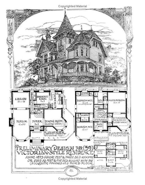 Maid's Rooms, Victorian House Floor Plans, Gothic House Plans, Old Victorian House, Victorian House Plans, Victorian Style House, Vintage House Plans, Casa Vintage, Victorian Architecture