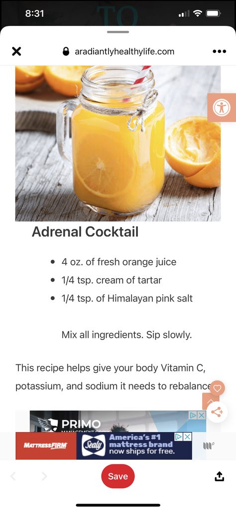 Adrenal Cocktail Recipe Cream Of Tartar, Pro Metabolic, Adrenal Cocktail, Healthy Lifestyle Food, Food Help, Cream Of Tartar, Milkshakes, Frappe, Sweet Stuff