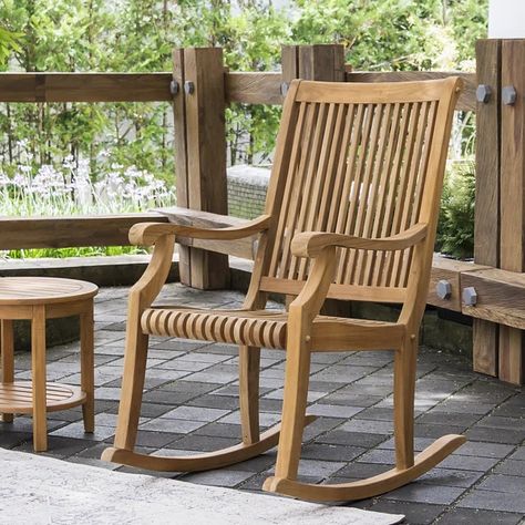 Rocking Chair Outdoor, Porch Rocking Chair, Teak Rocking Chair, Wood Porch, Rocking Chair Porch, Wood Rocking Chair, Rocking Chair Set, Patio Rocking Chairs, Chair Outdoor