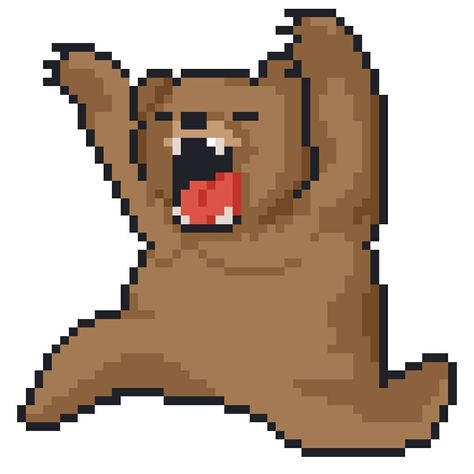 People Pixel Art, Raccoon Pixel Art, Pixel Art Bear, Bear Pixel Art, Pixel Animals, Piskel Art, Pixel Art Templates, Cool Pixel Art, Pixel Art Characters