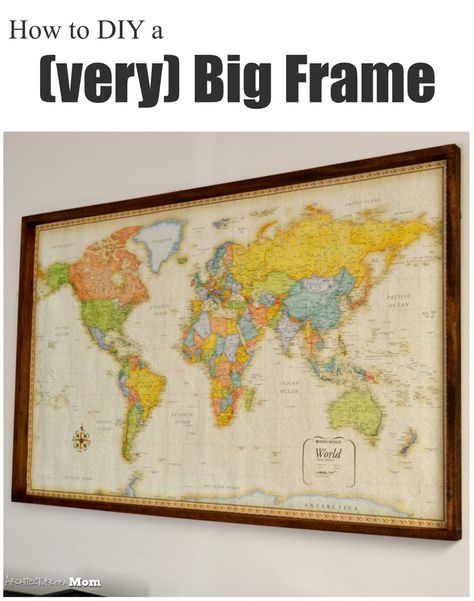 Build A Picture Frame, Diy Art Wall, Picture Frame Ideas, Large Format Art, Diy Picture Frame, Diy Map, Travel Map Diy, Jewelry Storage Diy, Family Picture Frames