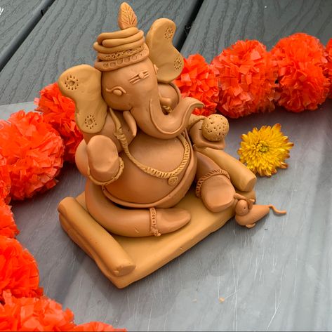 Ganesh Making, Ganesha Making, Gauri Decoration, Eco Friendly Ganesha, Clay Ganesha, Ganesh Chaturthi Decoration, Ganapati Bappa, Pooja Decor, Ganesha Drawing