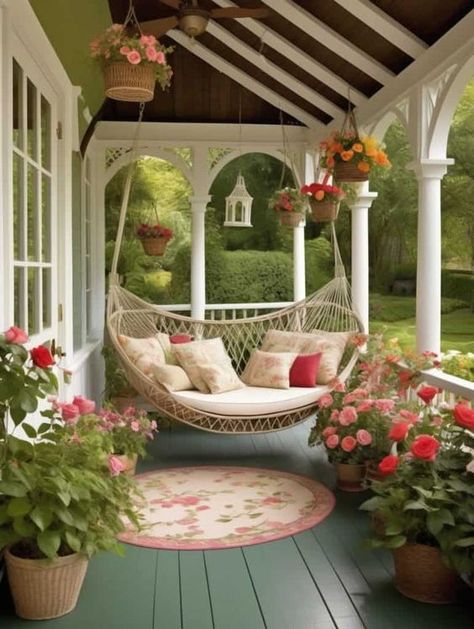 20 Homes with Dreamy Wrap-Around Porches - Peak Patio Life Wrap Around Balcony, Vintage Porch, Wrought Iron Furniture, Wooden Rocking Chairs, Hanging Hammock, Wrap Around Deck, Coastal Retreat, Thatched Roof, Ranch Style Home