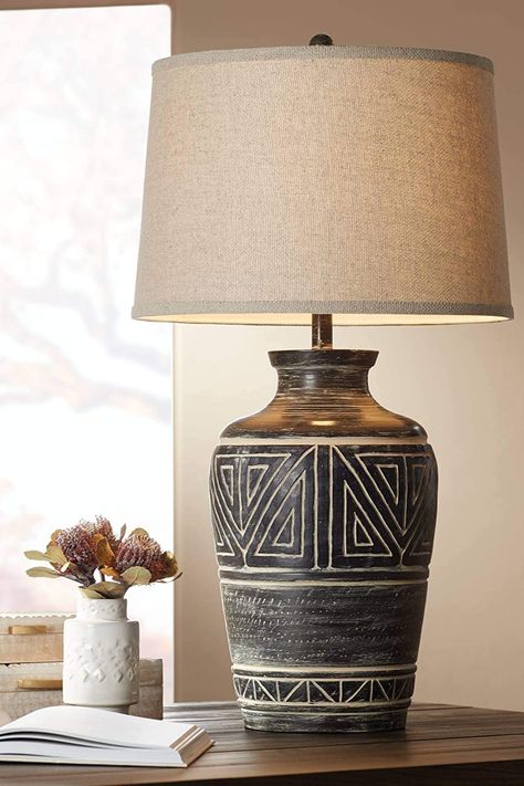 The John Timberland Miguel Rustic Southwestern Style Table Lamp is a stunning addition to any living space. With its 32-inch height and beautifully detailed base, this lamp offers a touch of southwestern charm and warm, ambient lighting. Southwestern Lamps, Southwestern Home, Office Entryway, Bedside Night Stands, Style Table, Accent Lamp, Southwestern Style, Decor For Living Room, Drum Shade