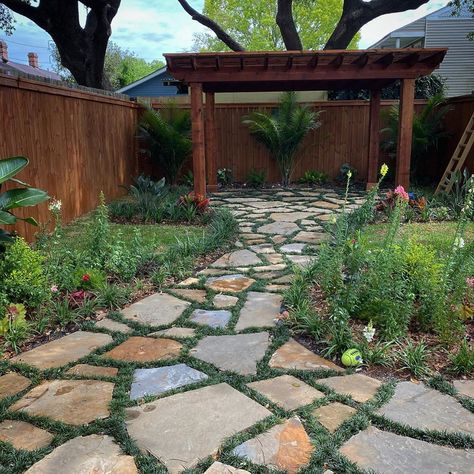 Crazy Pavers Stepping Stones, Planting Between Pavers, Mondo Grass Between Pavers, Mondo Grass Pavers, Pavers And Grass Backyard, Paver Walkway With Grass In Between, Paver Patio With Grass In Between, Pavers In Grass Lawn, Diy Pavers Walkway