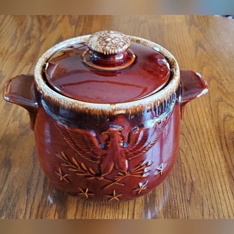 Hull Pottery Centennial Bean Pot Hull Pottery, Bean Pot, Ohio, Chips