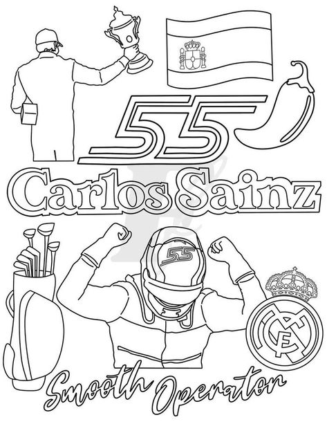 Carlos Sainz Tattoo Ideas, F1 Drawings Ideas, Carlos Sainz Art, Formula 1 Coloring Pages, Carlos Sainz Drawing, F1 Drawing Easy, F1 Coloring Pages, F1 Doodle, F1 Drawing