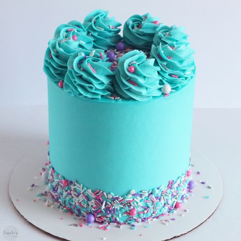 Teal Cakes Birthday, Pink Purple Teal Birthday Cake, Turquoise Cake Birthday, Turquoise Cake Ideas, Teal Cake Ideas, Purple And Teal Cake, Teal Cakes, Teal Birthday Cake, Aqua Cake