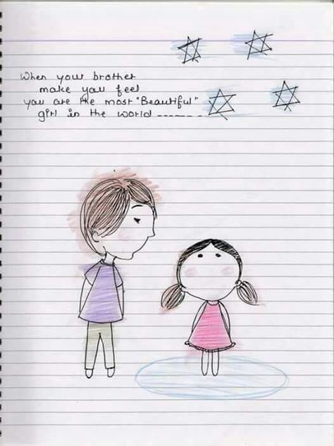 Brother And Sister Drawing Easy, Sweet Sister Quotes, Funny Brother Birthday Cards, Brother Sister Love Quotes, Sister Quote, Brother And Sister Relationship, Sisters Drawing, Rakhi Cards, Sibling Quotes