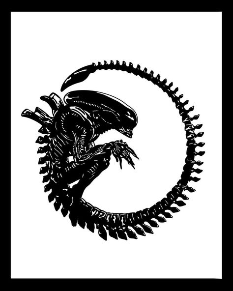 Small Xenomorph Tattoo, Xenomorph Silhouette, Facehugger Drawing, Alien Xenomorph Tattoo, Xenomorph Drawing, Xenomorph Art, Xenomorph Tattoo, Giger Alien, Giger Art