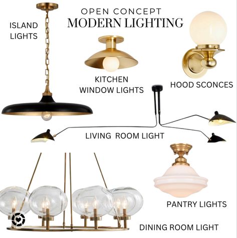 Chandelier And Pendant Combos, Modern House Lighting, Coordinating Light Fixtures, Parisian Interior Design, Open Concept Dining Room, Pantry Lighting, Open Concept Kitchen Living Room, House Lighting Fixtures, Open House Plans