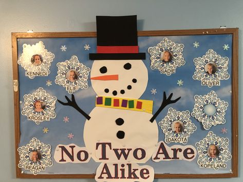 Our preschool class winter bulletin board Winter Bulletin Board Ideas, Toddler Bulletin Boards, Snowman Bulletin Board, December Bulletin Boards, Winter Classroom Decorations, Winter Bulletin Board, Kindergarten Bulletin Boards, Holiday Bulletin Boards, Christmas Bulletin Boards