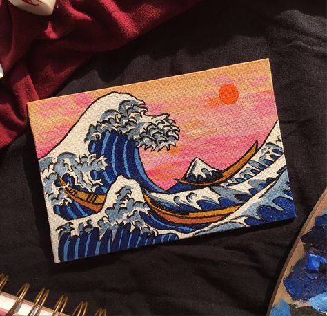 Great Wave Off Kanagawa Painting, Parking Spot Painting, Spot Painting, Beach Oil Painting, Wine Painting, The Great Wave, Parking Spot, Great Wave Off Kanagawa, Wave Painting