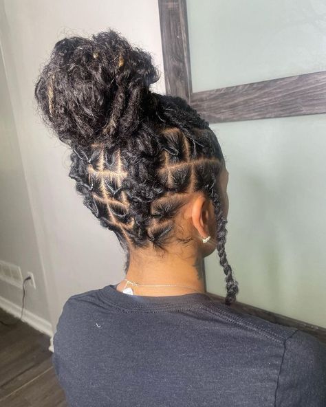 Loc Styles Large, Womens Loc Hairstyles, Natural Hair Locs Styles, Birthday Locs Styles, Locs On Curly Hair, Dreadlock Styles For Women Black Locs Dreads, Started Locs Styles, Locs Hairstyles For Women Natural Hair, Retwist Updo