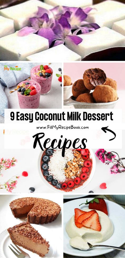 Sharing a few coconut milk dessert recipe ideas that are either mini tarts, or tart, with smoothies and truffle balls. easy, healthy and delicious made with fruits and chocolate as well. Leftover Coconut Milk Recipes, Leftover Coconut Milk, Recipes With Coconut Milk Dessert, Coconut Milk Recipes Dessert, Coconut Milk Dessert Recipes, Milk Dessert Recipes, Desserts With Coconut Milk, Recipes With Coconut Milk, Coconut Milk Desserts