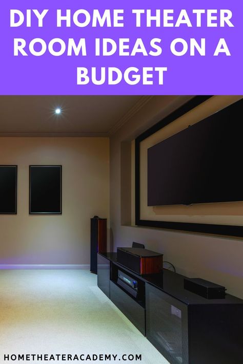 You can create your own movie theater at home without spending tons of money. With these tips, you can build a great home theater room on a budget. With the right DIY attitude and a bit of creativity, you'll have your movie room set up in a pinch! #diy #diyhometheater #hometheaterideas #homecinema Theater Room Ideas On A Budget, Diy Movie Theater Room, Home Theater Room Ideas, Small Home Theater Ideas, Movie Theater At Home, Home Cinema Room Ideas, Theater Room Ideas, Small Movie Room, Home Theatre Room Ideas