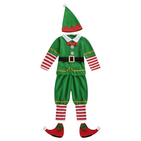 Christmas Costume Toddler Elf Costume, Santa's Helper Costume, Baby Christmas Costumes, Xmas Clothes, Christmas Elf Costume, Hat Cosplay, California Costumes, Elf Shoes, Xmas Outfits