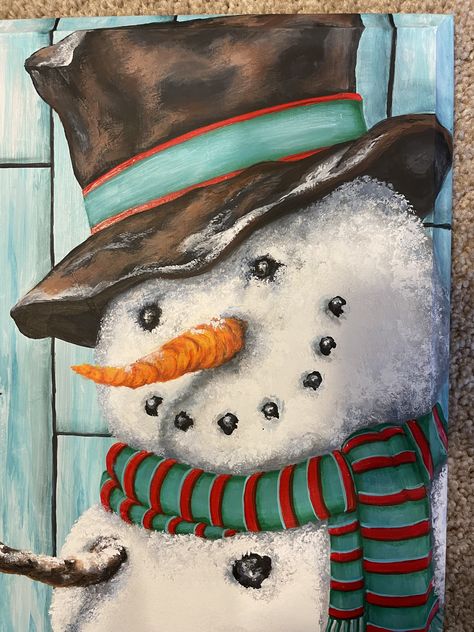 Paintings Of Snowmen, Snowman Easy Painting, Cute Snowman Painting, Snowman Painting On Wood, Snowmen Art, Snowman Pics, Snowmen Paintings, Snowman Paintings, Snowmen Ideas