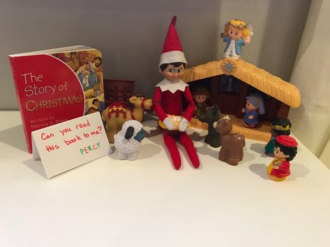 Elf On The Shelf Manger Scene, Elf On The Shelf Christian, Christian Elf On The Shelf Ideas, Elf Antics, Fun Christmas Crafts, Fun Christmas, Shelf Ideas, Faith Based, On The Shelf