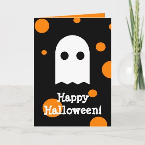 $3.97 | Cute Ghost Halloween Card for Kids #unique, for kids, for children, kid, child, spooky, ghosts, holiday, cheap, cool Halloween Cards Diy, Girl Scout Activities, Halloween Cards Handmade, Halloween Greeting Card, Homemade Halloween, Halloween Card, Halloween Invitations, First Halloween, Ghost Halloween