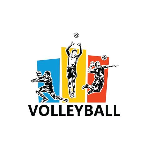 Volleyball player logo template design v... | Premium Vector #Freepik #vector #volleyball-silhouette #volleyball-net #volley #volleyball-player Volleyball Banners, Volleyball Silhouette, Volleyball Jersey Design, Volleyball Logo, About Volleyball, Volleyball Senior Night, Volleyball Posters, Volleyball Designs, Volleyball Jerseys