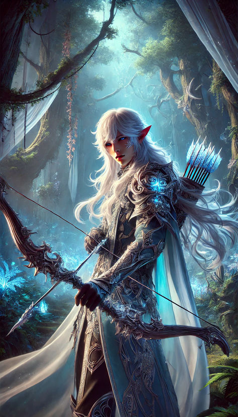 Fanatasy Elf! Ai generated. #GuyShit4U Winter Elf Dnd, Snow Elves Art, Dnd Eladrin Winter, Winged Elves Art, Winter Fey, Winter Elves, Ice Warrior, Elven Kingdom, Winter Elf