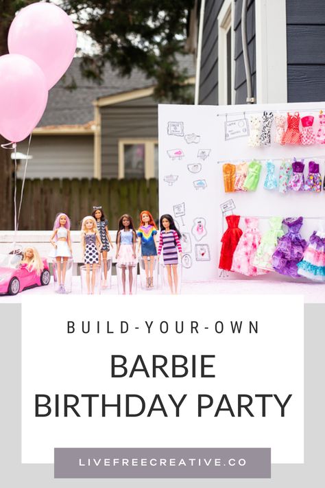 A fun way to celebrate a birthday party for a kid who loves barbie and dressing them up. This easy DIY project gets children creative and keeps them busy! Click for more barbie themed birthday party decorations and ideas! Barbie Themed Birthday Activities, At Home Barbie Party, Barbie Art Party, Barbie Birthday Game Ideas, Barbie Doll Party Ideas, Barbie Birthday Party On A Budget, Barbie Dress Up Party, Barbie Princess Birthday Party, Barbie Themed Birthday Party Activities