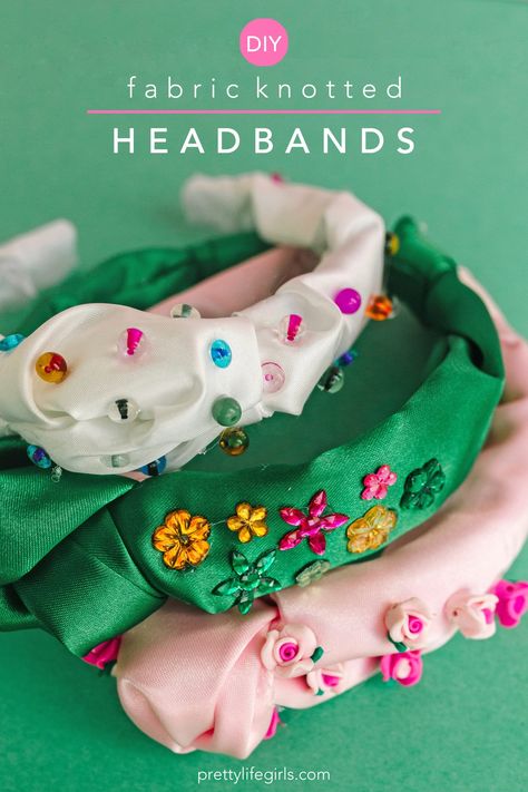 Knotted Headband Tutorial, Knotted Headband Diy, Homemade Headbands, Headband Fabric, Headband Diy, Beaded Fabric, Headband Tutorial, Pretty Life, Pastel Beads