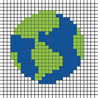 Earth Chart free pattern! Earth Pixel Art, Tiny Cross Stitch, Pixel Crochet, Tapestry Crochet Patterns, Pola Kristik, Pixel Pattern, Pixel Art Pattern, Crochet Tapestry, Perler Patterns