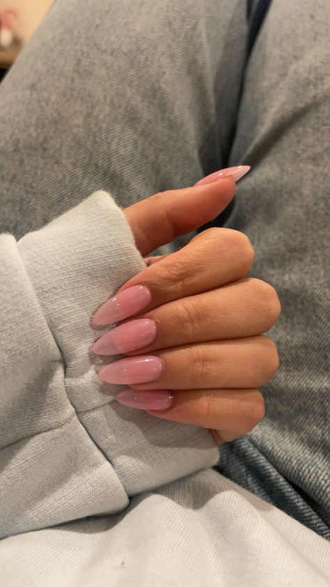 Pink See Thru Nails, Milky Pastel Nails, Jelly Acrylics, Jelly Pink Nails, Translucent Pink Nails, Pink Jelly Nails, Almond Nails Pink, Pinterest Wardrobe, Nail Goals