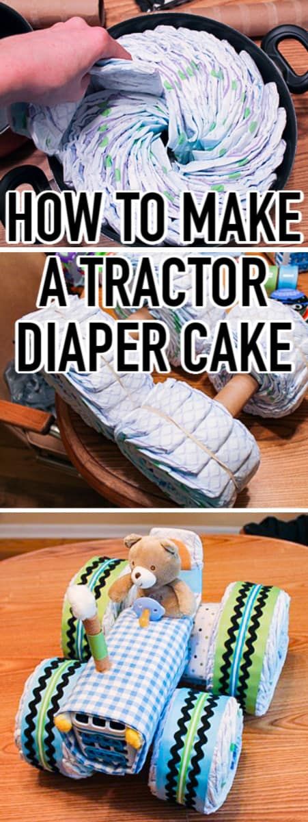 How to make a diaper cake - 50 unique diaper cake tutorials and instructions for the best diaper cake ideas! Tractor Diaper Cake Tutorial, Diaper Creations Diy, Cow Diaper Cake, Unicorn Drip Cake, Diaper Tractor, Cowboy Diaper Cake, Tractor Diaper Cake, Diy Diaper Cake Tutorial, Diaper Cake For Boy