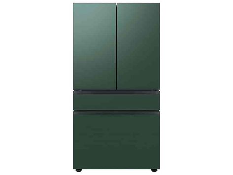 Bespoke 4-Door French Door Refrigerator (23 cu. ft.) with Beverage Center™ in Emerald Green Steel Refrigerators - BNDL-1646321175336 | Samsung US Samsung Green Fridge, Green Fridge Kitchen, Green Fridge, Green Refrigerator, Bespoke Refrigerator, Double Fridge, Fridge Lg, Block Countertops, Color Refrigerator