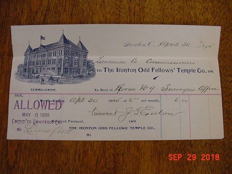 Early Photos of Ironton Ohio Business Receipts – Photos – The Lawrence Register Ironton Ohio, Joe Miller, Lawrence County, Odd Fellows, Ohio History, Early Photos, Growing Up, Ohio, Temple