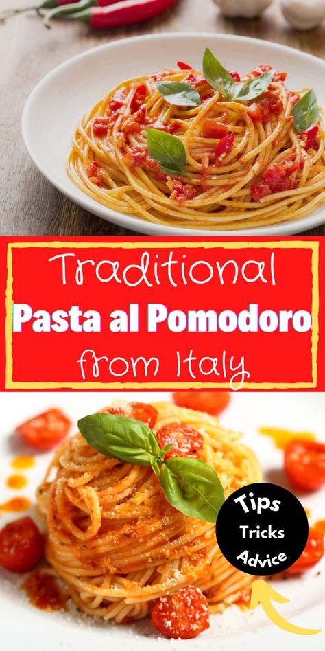 Italy Pasta Recipes, Real Italian Pasta Recipes, Authentic Pomodoro Sauce, Traditional Italian Pasta Recipes, Italy Food Recipes, Italian Pasta Sauce Recipes, Real Italian Recipes, Pasta Pomadora, Pomodoro Pasta Recipe