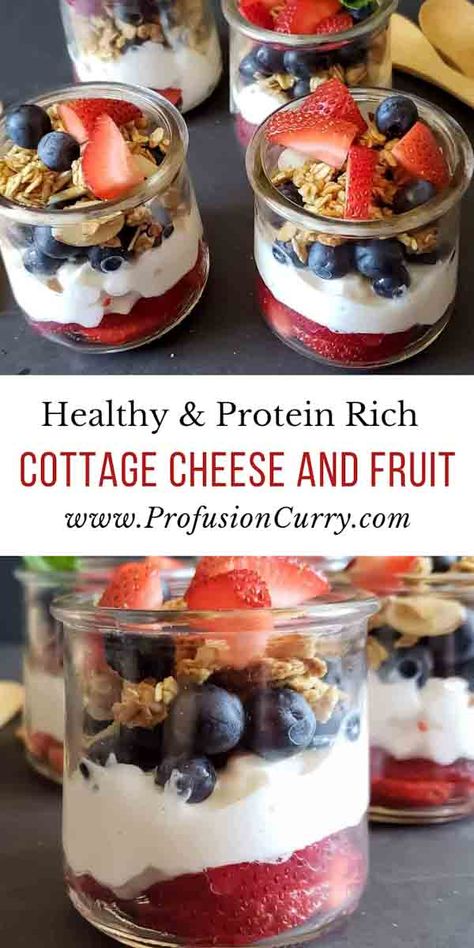 Cottage cheese and fruit parfait is a fantastic way to start your day! With its creamy texture and fresh ingredients, this 5-minute breakfast offers a unique combination of flavors and energy boost. #cottagecheeserecipe Mason Jar Breakfast, Mushrooms Recipes, Cottage Cheese Desserts, Mason Jar Recipe, Jar Projects, Healthy Eating Snacks, Fruit Parfait, Parfait Recipes, Cottage Cheese Recipes