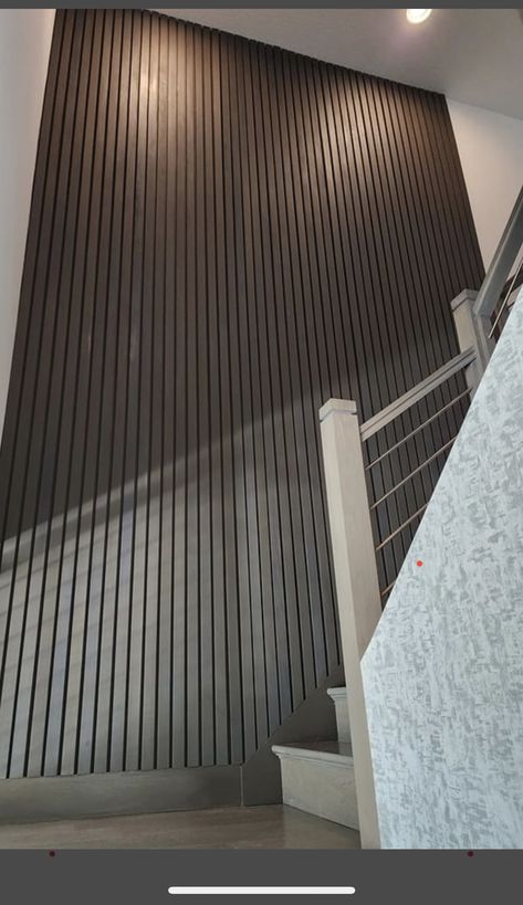 Accent Wall Stairs Stairways, Stairs Feature Wall, Staircase Accent Wall, Goth Japanese, Stair Wall Decor, Fluted Panel, Foyer Staircase, Staircase Design Modern, Amazing Bedroom Designs