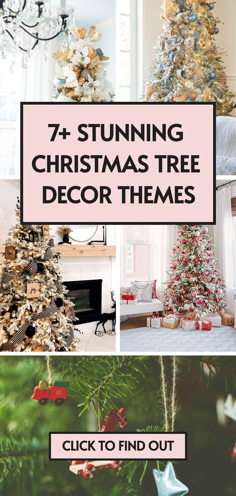 7 christmas tree decor themes Flocked Tree Color Schemes, Professionally Decorated Christmas Trees, Over The Top Christmas Tree, Douglas Fir Christmas Tree, Cute Christmas Trees, Winter Table Decor, Decorating The Christmas Tree, Best Christmas Tree, Frosted Christmas Tree