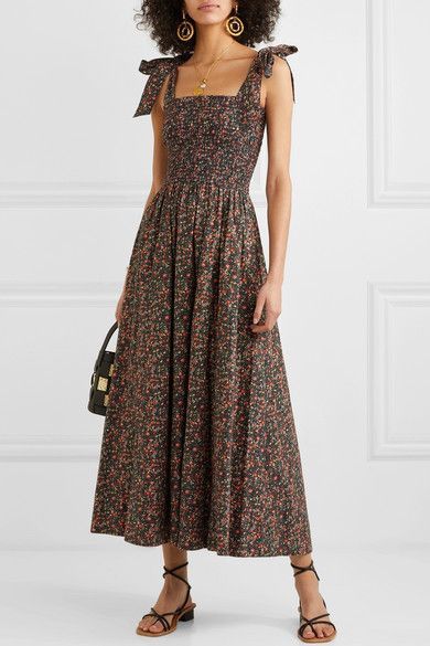 Dôen Jasmine Shirred Floral-Print Cotton-Poplin Maxi Dress Shirred Dress, Mode Inspo, Primavera Estate, Eminem, Tulum, Net A Porter, Cotton Poplin, Pretty Dresses, Cotton Dresses