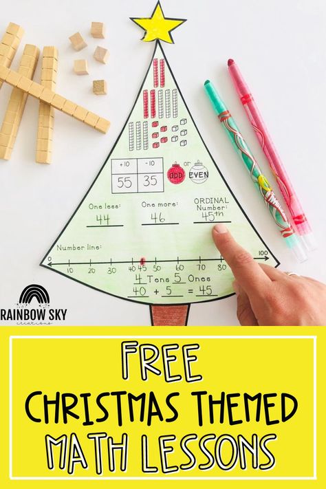 Christmas Math Crafts First Grade, Christmas Math 1st Grade, Christmas Math Worksheets First Grade, Christmas Math 2nd Grade, Christmas Math Kindergarten Free, Christmas Math Kindergarten, Math Christmas Activities, Base Ten Blocks Activities, Christmas Math Craft