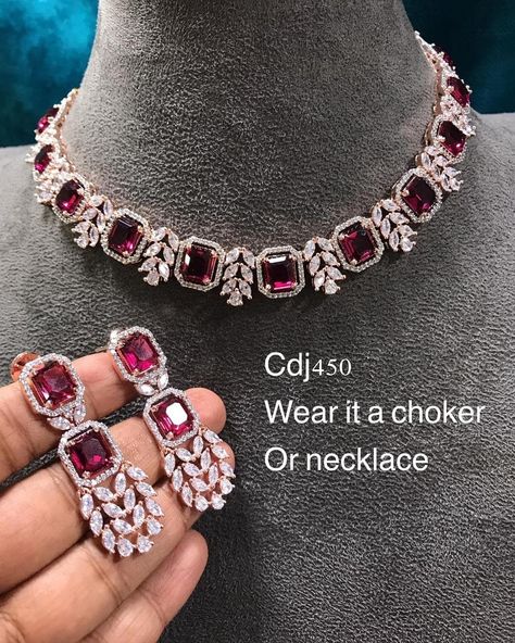 #choker #addiamond #necklaceset  #bridalcouture #jewellerycouture #cdjjewellery #rubyjewellery #jewellery2020 #insta_fashionhubb #pinterestjewellery #diamondset Wine Colour Jewellery Set, Garnet Necklace Gold, Unique Jewelry Necklace, Ad Jewellery, Ruby Jewellery, Wine Colour, Jewellery Design Sketches, Bridal Jewellery Design, Kundan Jewelry