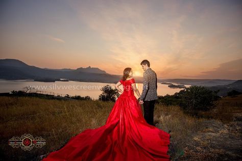 Gown Pre Wedding Shoot, Prewedding Poses, Red Gown, Pre Wedding Shoot, Red Gowns, Pre Wedding Photos, Pre Wedding Photoshoot, Silver Screen, Wedding Photoshoot