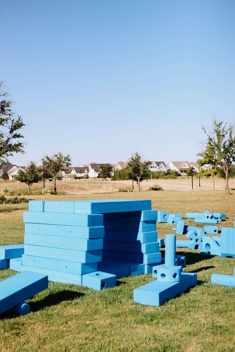 Let them choose their own adventure. Instead of a playground structure, these blue foam Imagination Playground blocks allow children to create their own worlds. This means your kids can have fun while building creativity and practicing teamwork. #imaginationplayground #chooseyouradventure #creativity #buildteamwork #growingstrongkids #amenities #fortworth #fortworthtexas #walsh #walshtexas Imagination Playground, Foam Building Blocks, Playground Structures, Growing Strong, Foam Blocks, Fort Worth Texas, Live Your Best Life, Green Space, Outdoor Fun