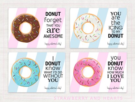 Valentine Donut Cards – Free Printable Donut Classroom, Donut Valentine, Donuts With Dad, Donut Quotes, Donut Printable, Doughnut Party, Donut Decorations, Donut Birthday Parties, Donut Birthday